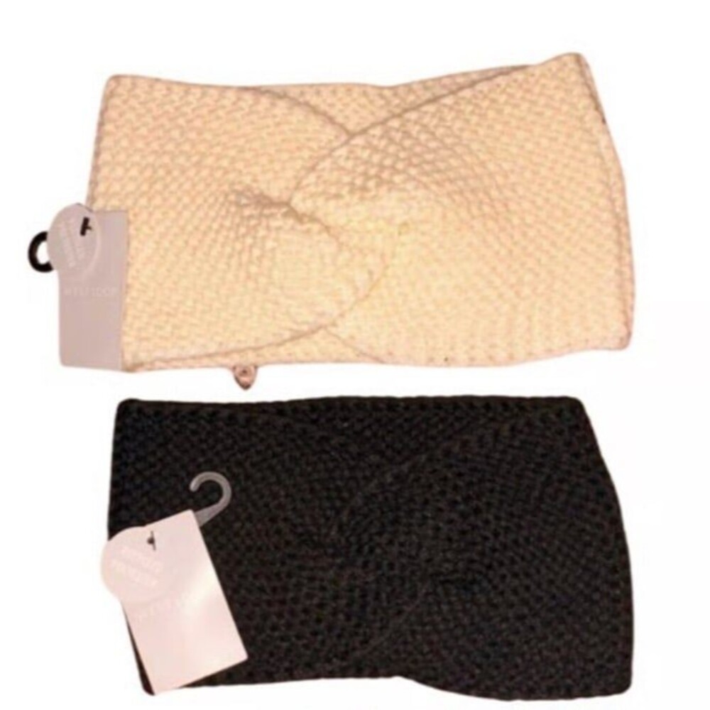 Two West Loop Women’s Knit Headbands | Black & Cream | OS | NWT